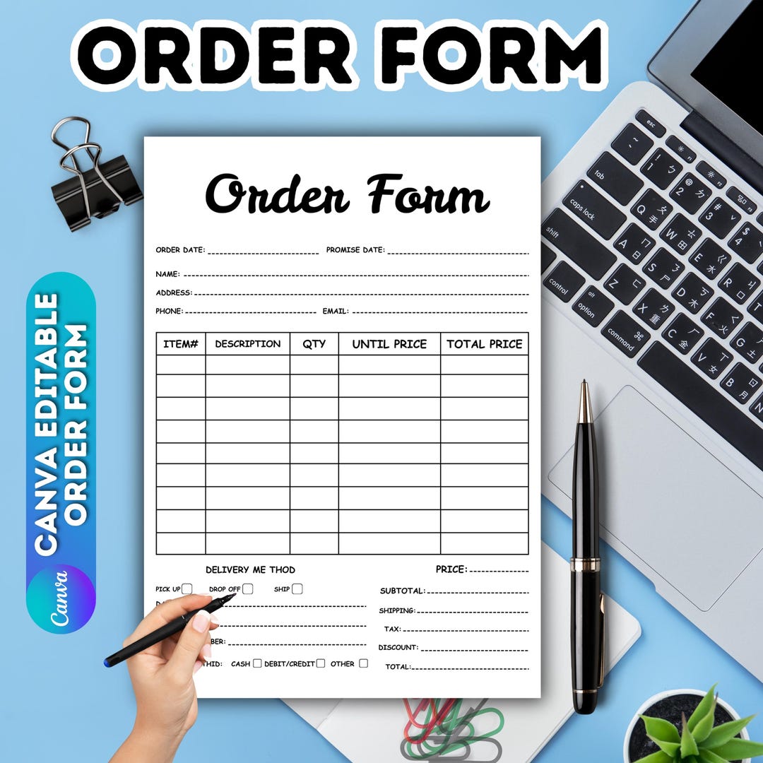 Editable Order Form Template: Printable Business Sales Tracker (PDF ...