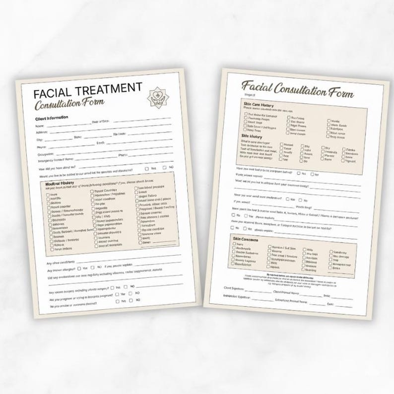 Facial Treatment Client Intake Form Canva Template, Editable Skincare ...