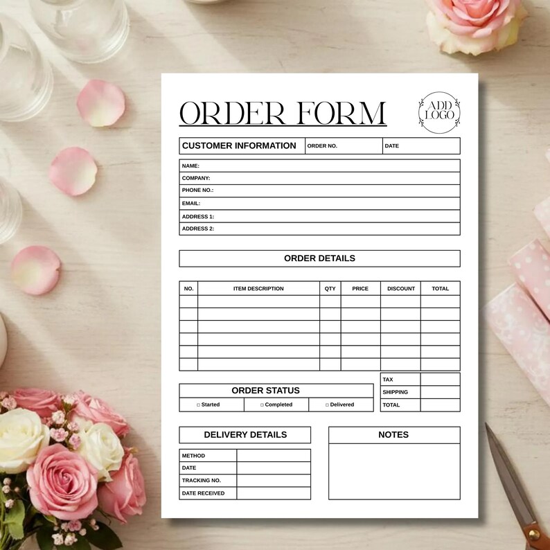 Editable Order Form Template for Small Business | Canva Printable Order ...