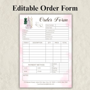 Editable Order Form Template Canva, Printable Small Business Purchase Order Form for Crafters Custom Orders Invoice Style Digital Download