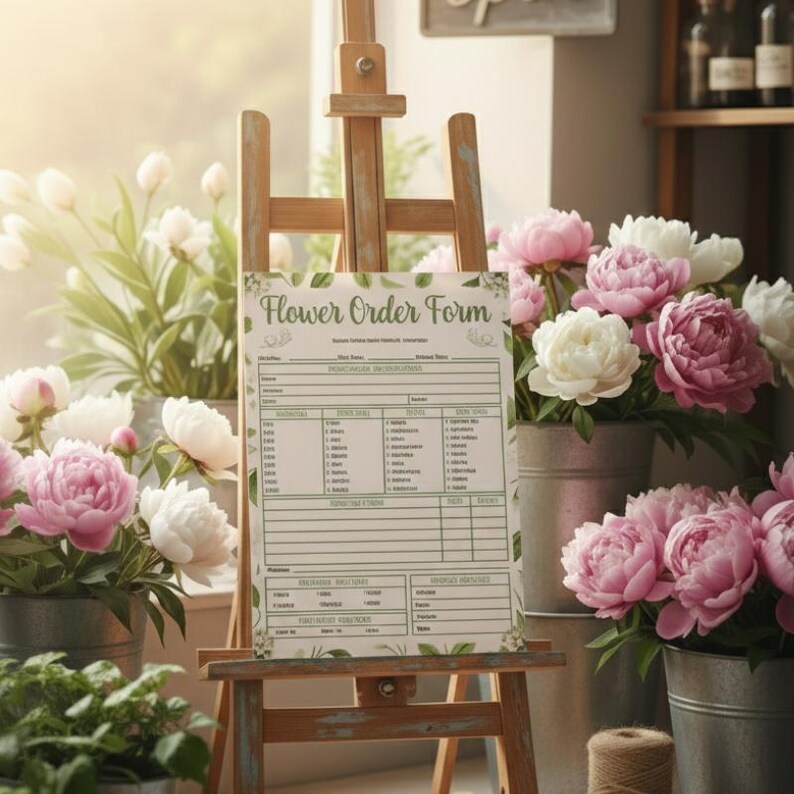 Flower Order Form Canva Template, Florist Order Sheet Printable ...