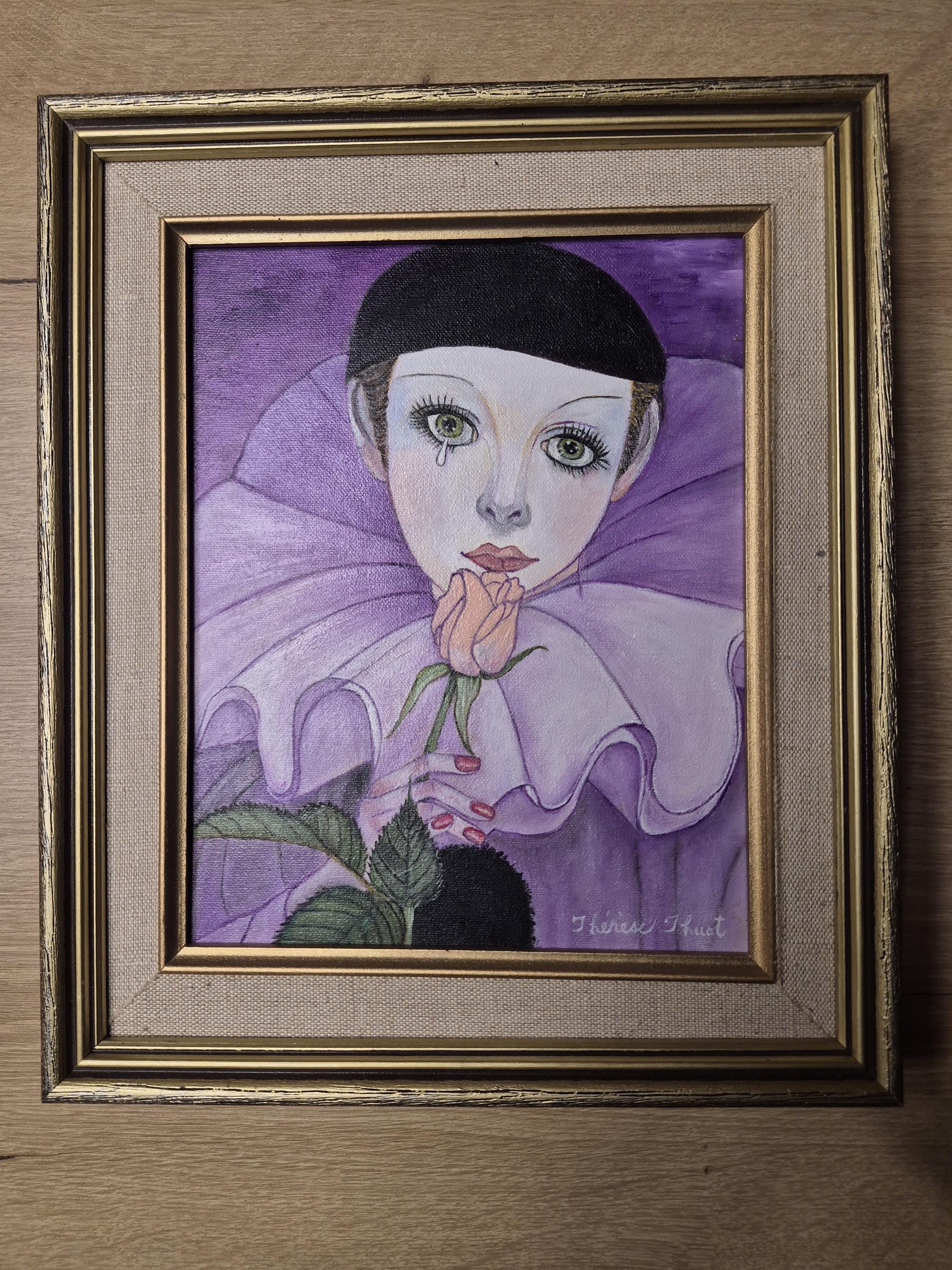 ヴィンテージ ロマンティック ピエロ 絵画 | サイン入り額入り絵画 