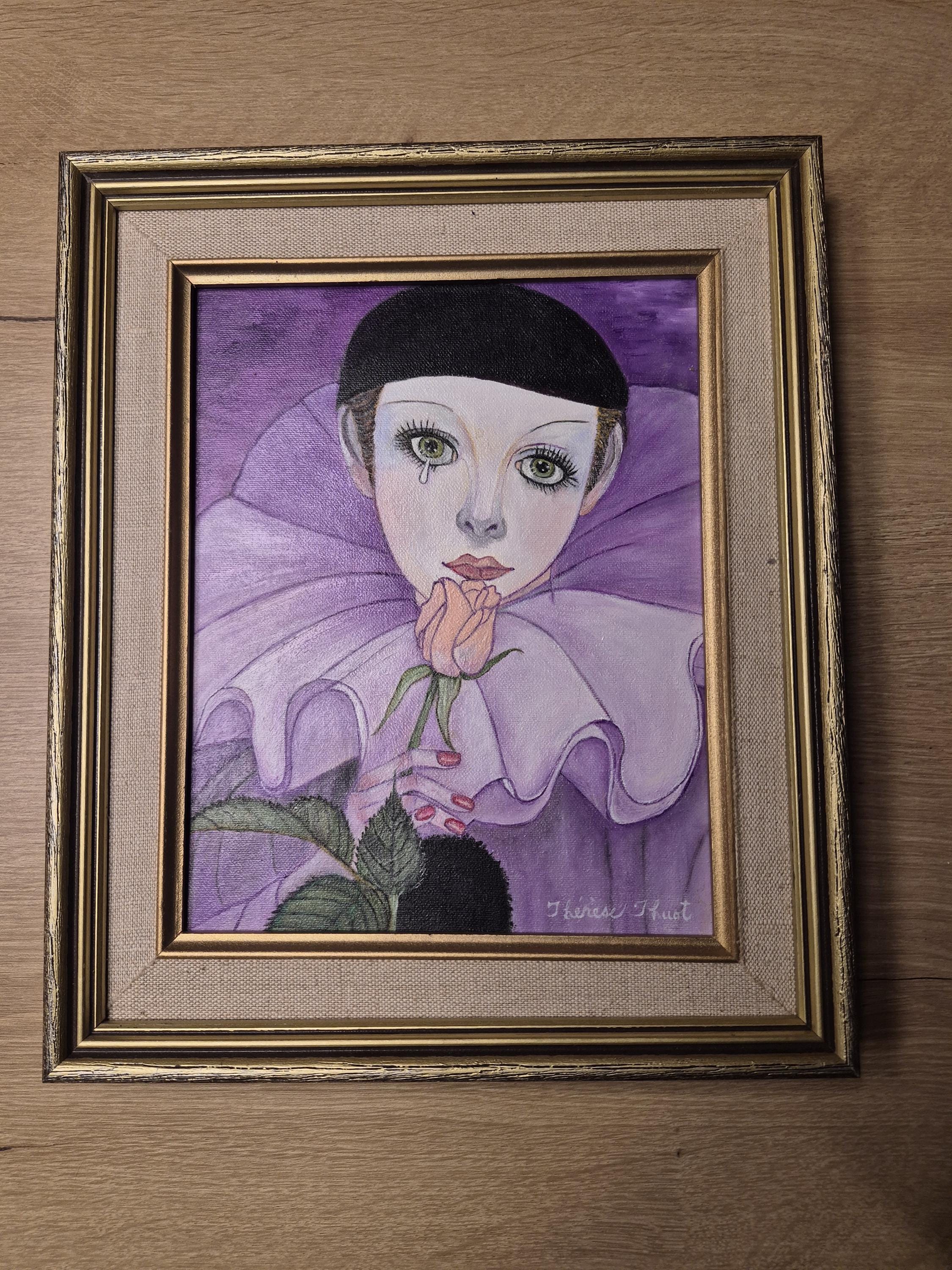 ヴィンテージ ロマンティック ピエロ 絵画 | サイン入り額入り絵画