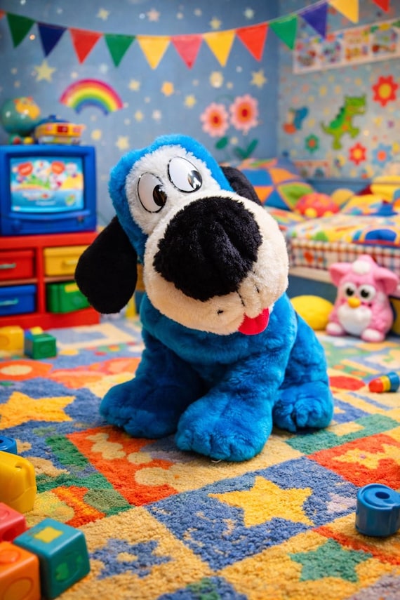 ハンドメイド ぬいぐるみ レトロアニマル ブルー Vintage 1992 Liberty Toy Blue Plush Dog – Retro 90s Stuffed Animal