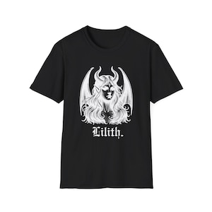 Gothic Lilith Unisex Softstyle T-Shirt, Dark Fantasy Tee, Witchy Clothing, Occult Apparel, Alternative Top