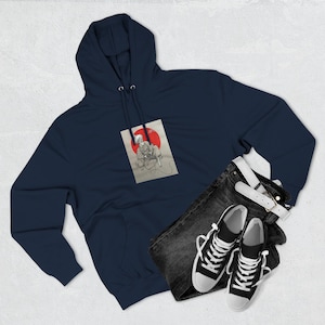 Artistic Three-Panel Fleece Hoodie, Unique Fashion Statement, Cozy Gift for Art Lovers, Streetwear, Casual Everyday Wear