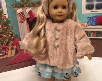 18 inch doll handmade fur cape & headband fits American Girl and Our Generation