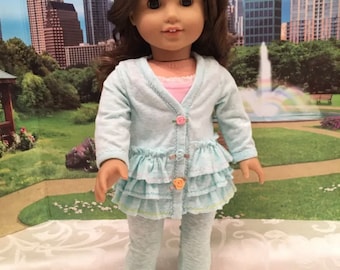 18 inch doll ruffle sweater outfit, fits American Girl & Our Generation dolls