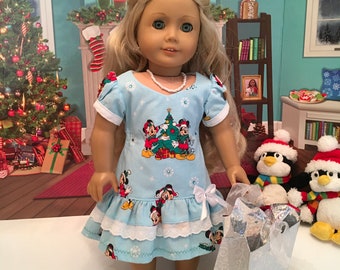 18 inch doll handmade Christmas dress fits American Girl and Our Generation dolls