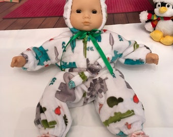 15 inch doll handmade fleece bunting fits Bitty Baby and Reborn dolls