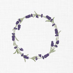 Lavender Wreath Embroidery Design: Machine Embroidery Pattern (Digital Download)