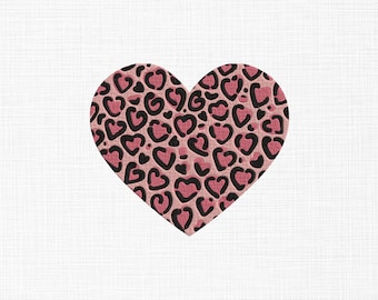 Leopard Heart Embroidery Design: Machine Embroidery Pattern (Digital Download)