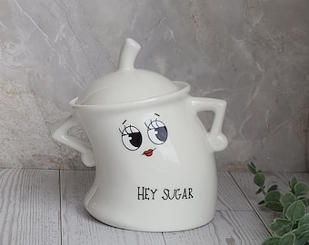 Hey Sugar Sassy Jar: Ceramic Coffee Station Canister, 10 oz