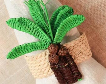 Palm Tree Napkin Ring – 3D Coconut Design, Handmade Tropical Table Decor