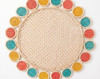 Golden Hour Placemat / Set of 4 , Handwoven Charger Plate for colorful Summer Tabledecor