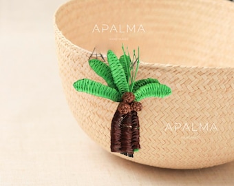 Palm Tree Handmade Iraca Palm Woven Basket Bowl, APALMA Table Decor (6.5")