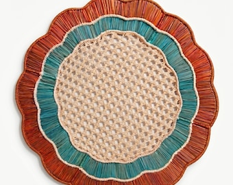 Laguna Placemats Set of 4 by APALMA HANDMADE® | Handwoven Natural Fiber Placemats | Coastal Dining Table Decor