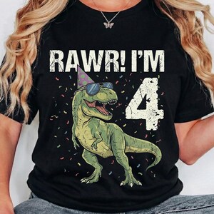 Rawr Jag är 4 PNG, 4-årsdag dinosaurie PNG, T-Rex födelsedag png, Fourasaurus Rex design, pojke 4-årsdag png, dinosauriesublimering