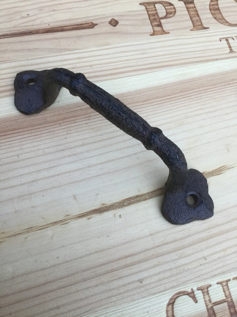 5 Cast Iron Barn Door Handle Gate Pull Distressed Brown Black