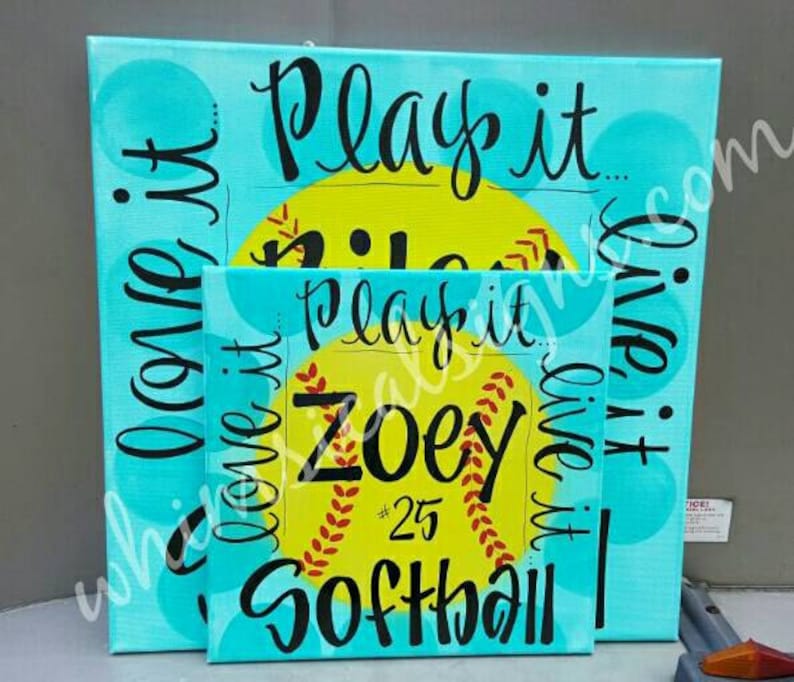 Softball Canvas Softball Gifts Softball Room Decor Softball Etsy