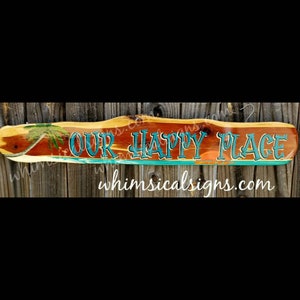 Our Happy Place, Exterior Decor, Hot Tub Sign, Housewarming gift, Outdoor Signs, Beach decor, 30A wall art