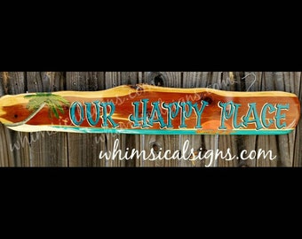 Our Happy Place, Exterior Decor, Hot Tub Sign, Housewarming gift, Outdoor Signs, Beach decor, 30A wall art