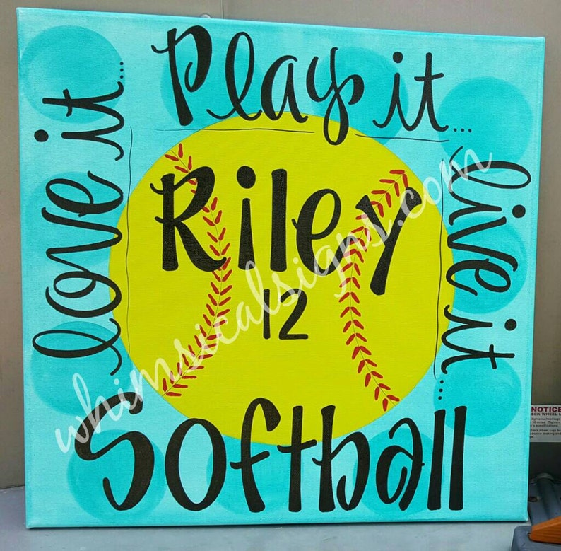 Softball Canvas Softball Gifts Softball Room Decor Softball Etsy