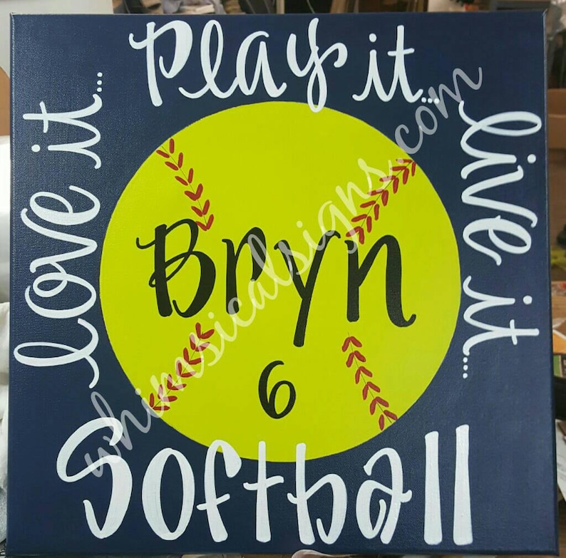 Softball Canvas Softball Gifts Softball Room Decor Softball Etsy
