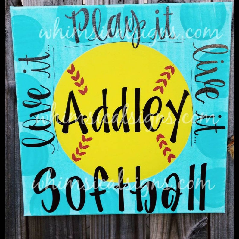 Softball Canvas Softball Gifts Softball Room Decor Softball Etsy