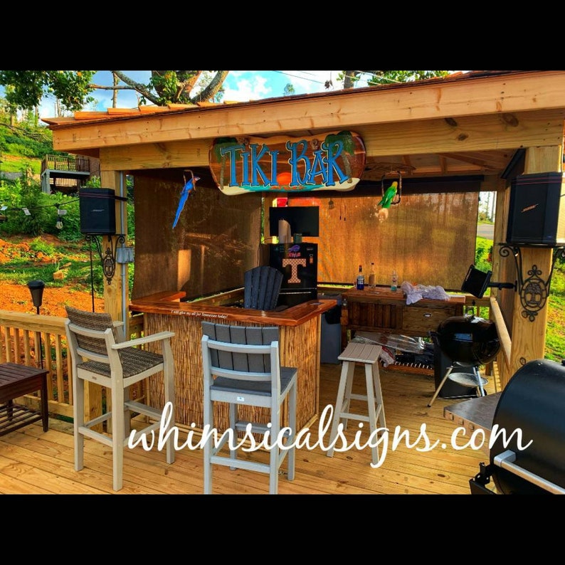 Tiki Bar Outdoor Bar Decor Exterior Cedar Sign Tropical Etsy