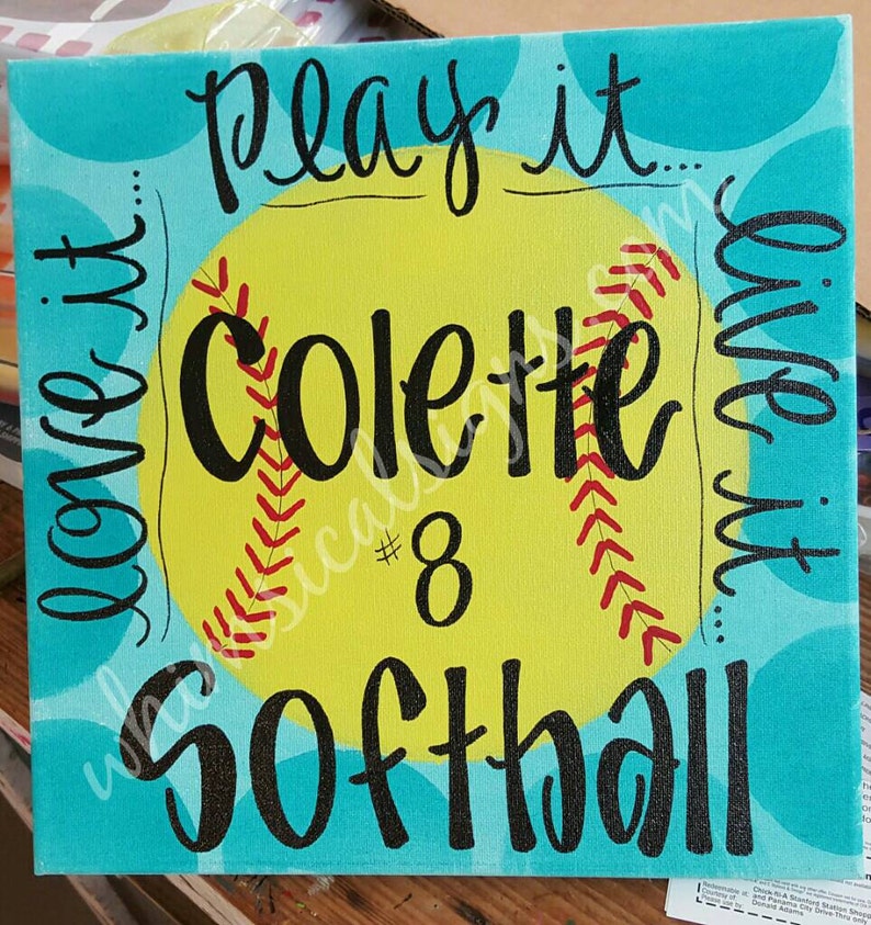 Softball Canvas Softball Gifts Softball Room Decor Softball Etsy