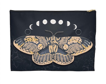 Owl moth accessory pouch with lilac flowers