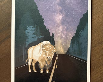 Buffalo and Milky Way 8x10 digital art print