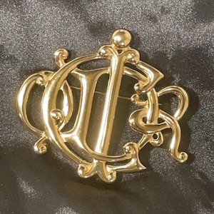 Vintage Christian Dior Monogram Brooch – Signed Logo Pin
