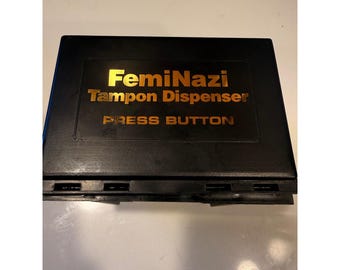 Vintage 80s FemiNazi Pad Tampon Dispenser Witzend Novelty Box Press Button NWOT