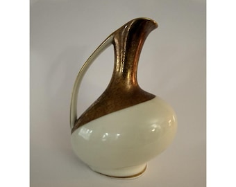 Alka Bavaria Echt Cobalt Gold Ewer Vase Mid Century German Porcelain