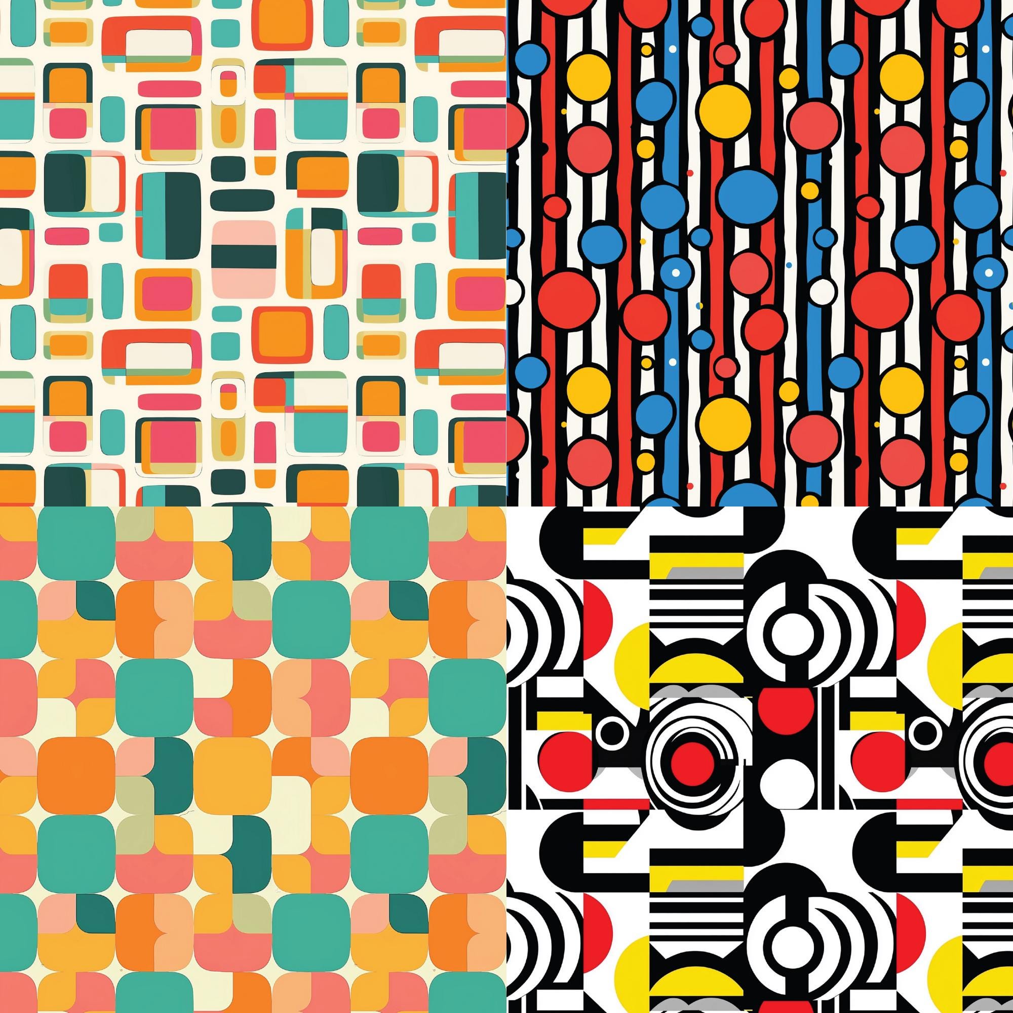 レトロな60年代風グルーヴィーなパターンのデジタルペーパー