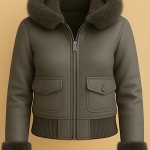 Women&#39;s Gray Hooded Bomber Leather Jacket-Women&#39;s Classic Fur Leather Jacket-Women&#39;s Genuine Sheepskin Leather Coat-Winter Jacket For Women