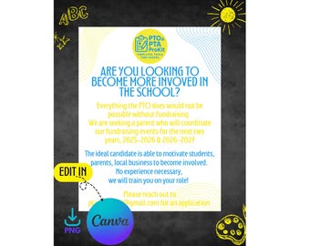 Open PTO Position Flyer | Editable Canva Template | Back-to-School PTA Recruitment Printable 8.5x11