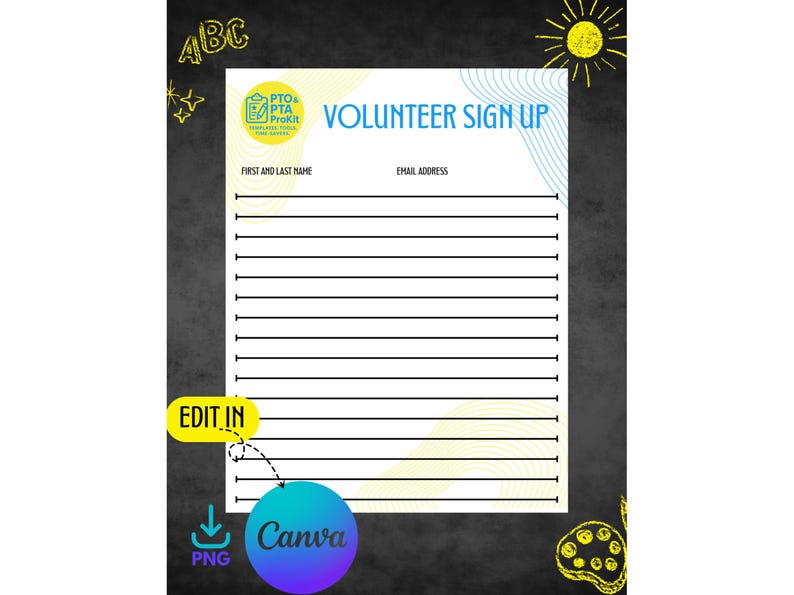 Editable Volunteer Sign-up Sheet | PTO PTA Canva Template | Printable ...