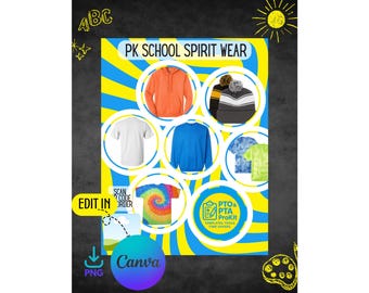 Spiritwear Flyer | Editable PTO PTA Canva Template | Back-to-School Fundraiser Printable 8.5x11