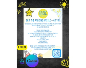 VIP Parking Fundraiser Flyer: Editable Canva Template (8.5x11) + Tips PDF