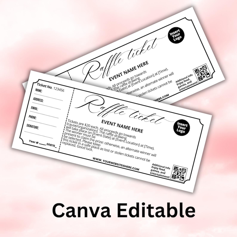 Personal Raffle Tickets Editable Raffle Ticket – Printable Customizable Ticket, Christmas and ...