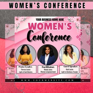 Elegant Women Conference Flyer Template | Church Event, Retreat, Brunch, Ministry Gathering | Editable Canva Design