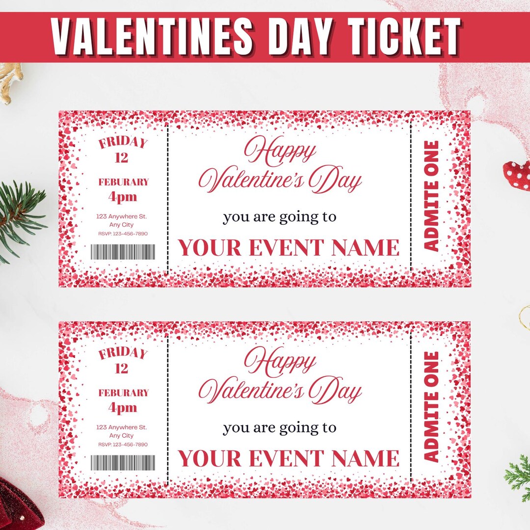 Editable Valentine's Day Ticket Template, Valentine Coupon & Surprise ...