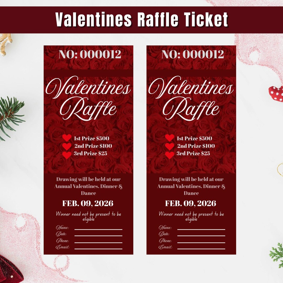 Editable Valentine Raffle Ticket Template, Editable Love Coupon Tickets ...