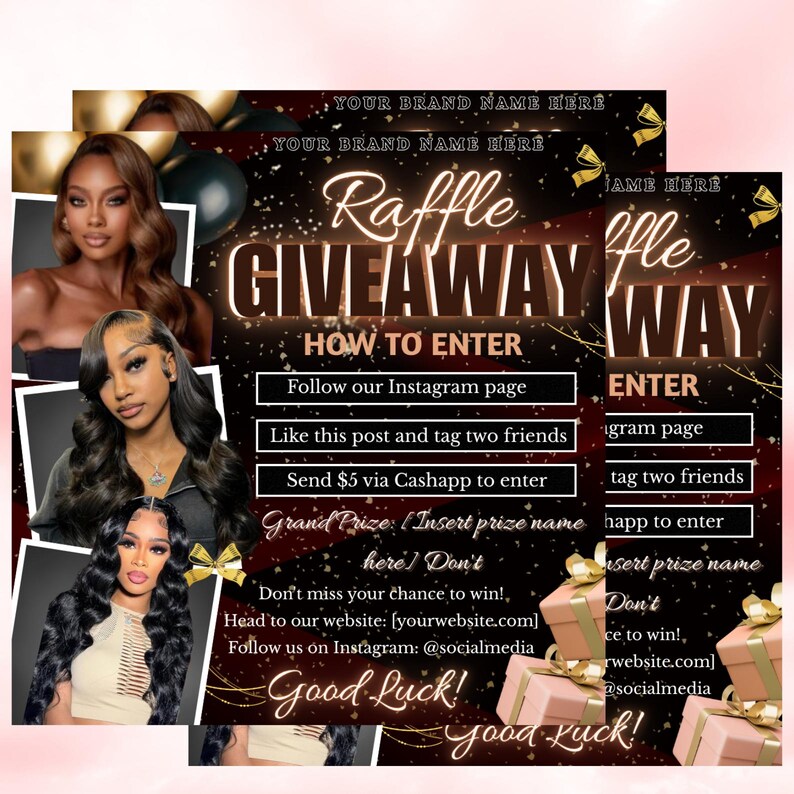 Editable Giveaway Flyers | Social Media Raffle Flyer Template | Beauty ...