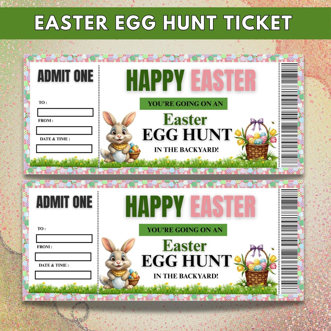 Editable Easter Egg Hunt Ticket Template, Printable Easter Party ...
