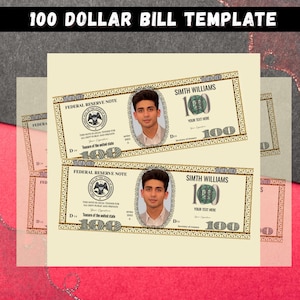 Editable 100 Dollar Bill Template: Custom Party Prop (Digital Download)
