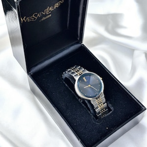 【希少】Yves Saint Laurent 腕時計 ブルー調 シルバー. Blue Ysl Watch - Etsy